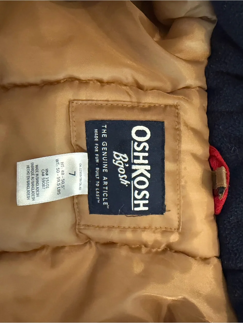 OshKosh B'gosh Navy and Tan Kids Jacket
